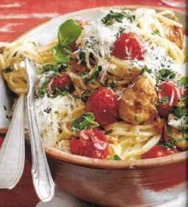 Spaghetti mit Hähnchenfilet und Tomaten