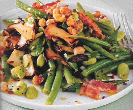 Salat mit gerösteten Kichererbsen, Kräutersaitling und Bohnen – Rezepte